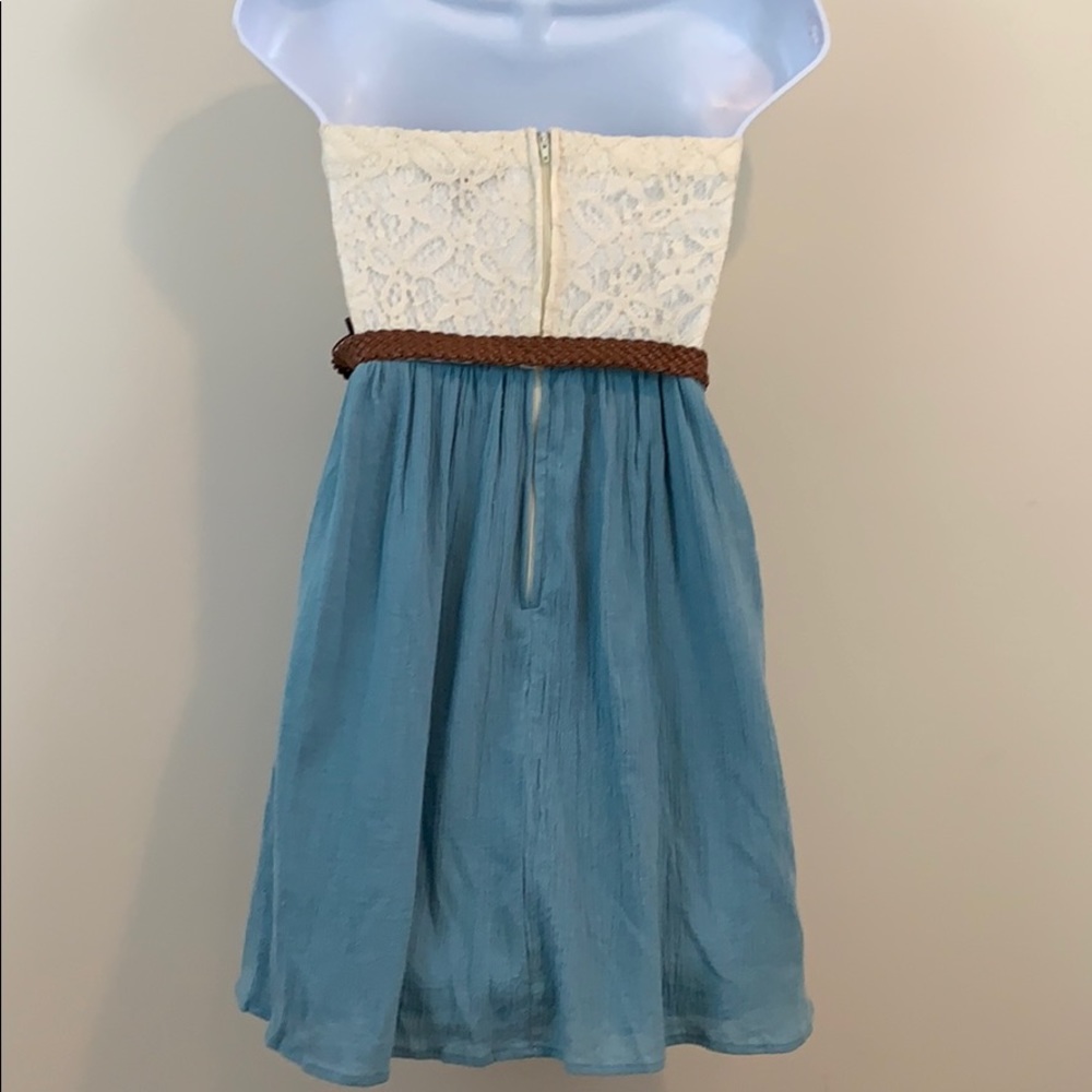 City Triangles Strapless Lace Top Belted Dress - Picture 6 of 8
